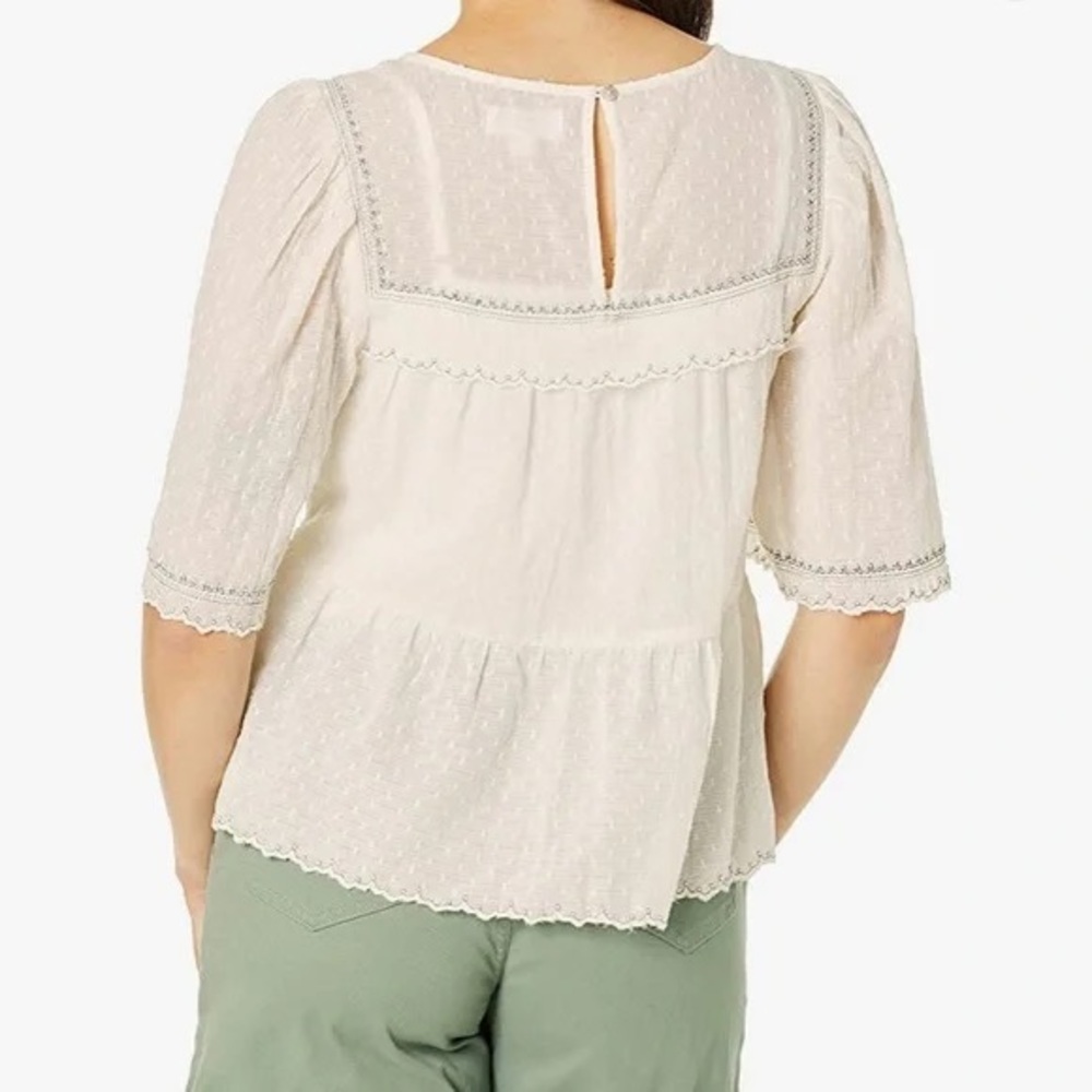 Velvet by Graham & Spencer Women’s Raina Swiss Dot Blouse Top Off-white Size L - Picture 2 of 15